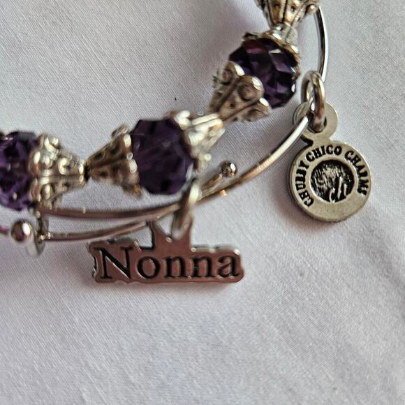 NWT Chico Charm Nonna Bracelet Set of 2 Crystal Purple handmade Pewter - Picture 4 of 7
